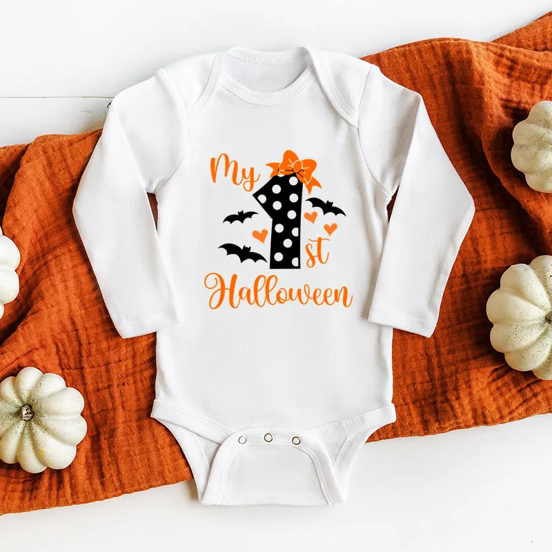 2023 Autumn Baby Clothes My 1st Halloween Newborn Bodysuit Long Sleeve Baby Girl Clothes Cotton Jumpsuit