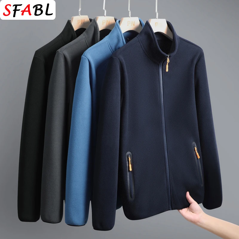 8XL Autumn Soft Men\'s Fleece Jacket Coat Men Windbreak Thick Warm Fleece Jacket Men Winter Sports Top Work Coats Male Outerwear