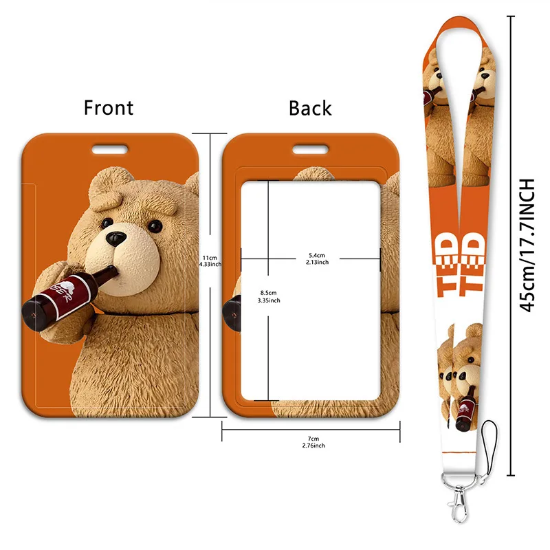 Kawaii Anime Bear Lanyard Card Holder Student Hanging Neck Phone Lanyard Animals Badge Subway Access Card Holder Gift For Friend