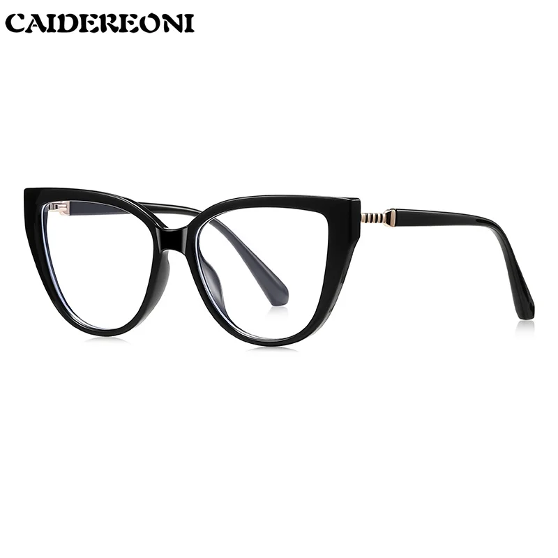 CAIDERONI Vintage Cat-eye Texture Large Frame Women's Color-changing Anti-blue Light Glasses, Prescription Customized LS249