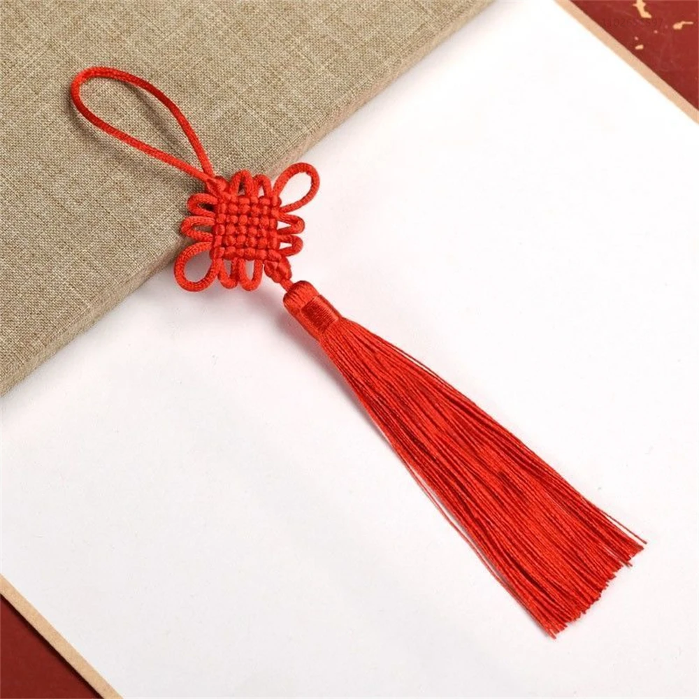 Nylon Tassels Mini Tassel with Chinese knot for DIY Crafts Jewelry Making Earrings Accessories Big Red lantern Decorate Pendant