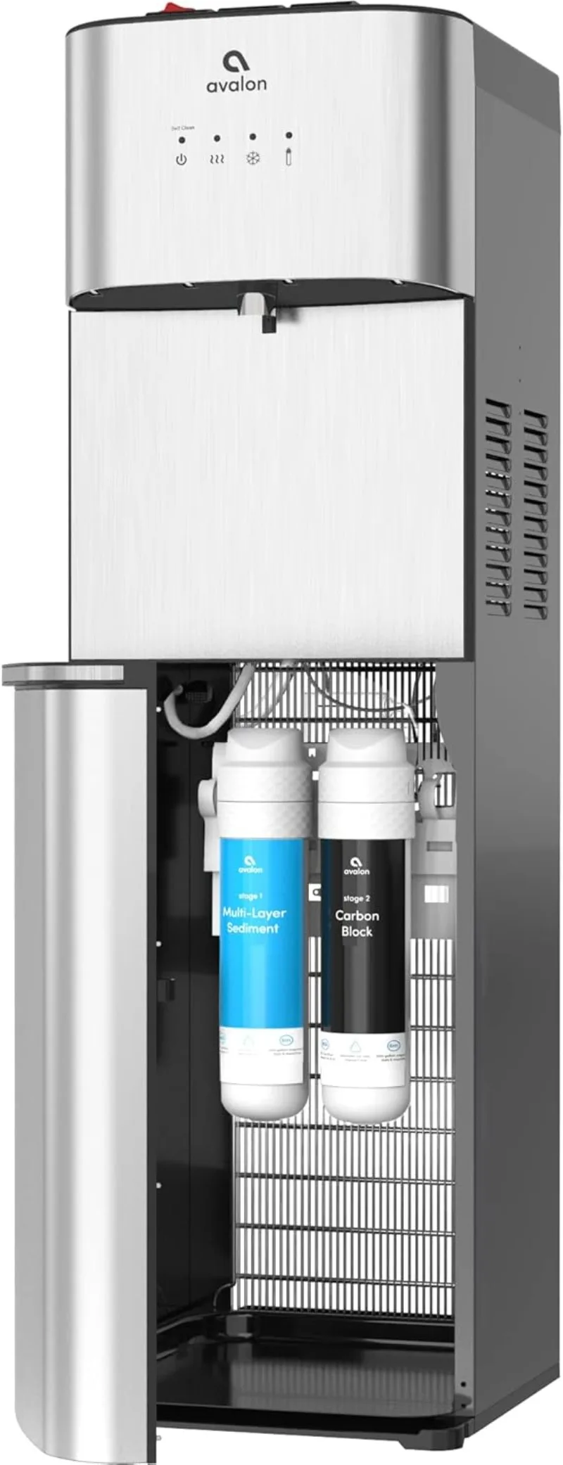 Self Cleaning Bottleless Water Cooler Water Dispenser - 3 Temperature Settings - Hot, Cold & Room Water, Durable Stainles