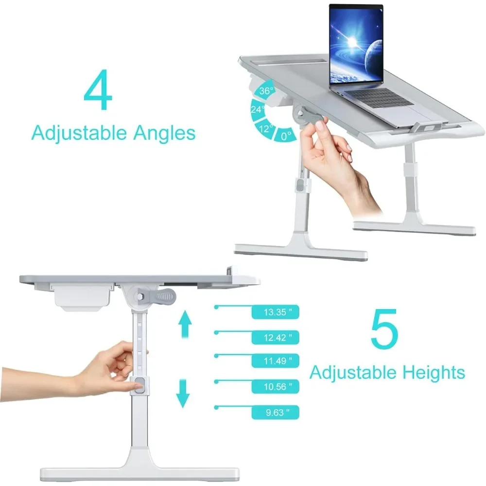 โต๊ะวางแล็ปท็อปแบบปรับได้, โต๊ะวางแล็ปท็อปที่มีความสูงและมุม, โต๊ะแล็ปท็อปที่แข็งแรงทนทานสำหรับเตียง/โซฟา