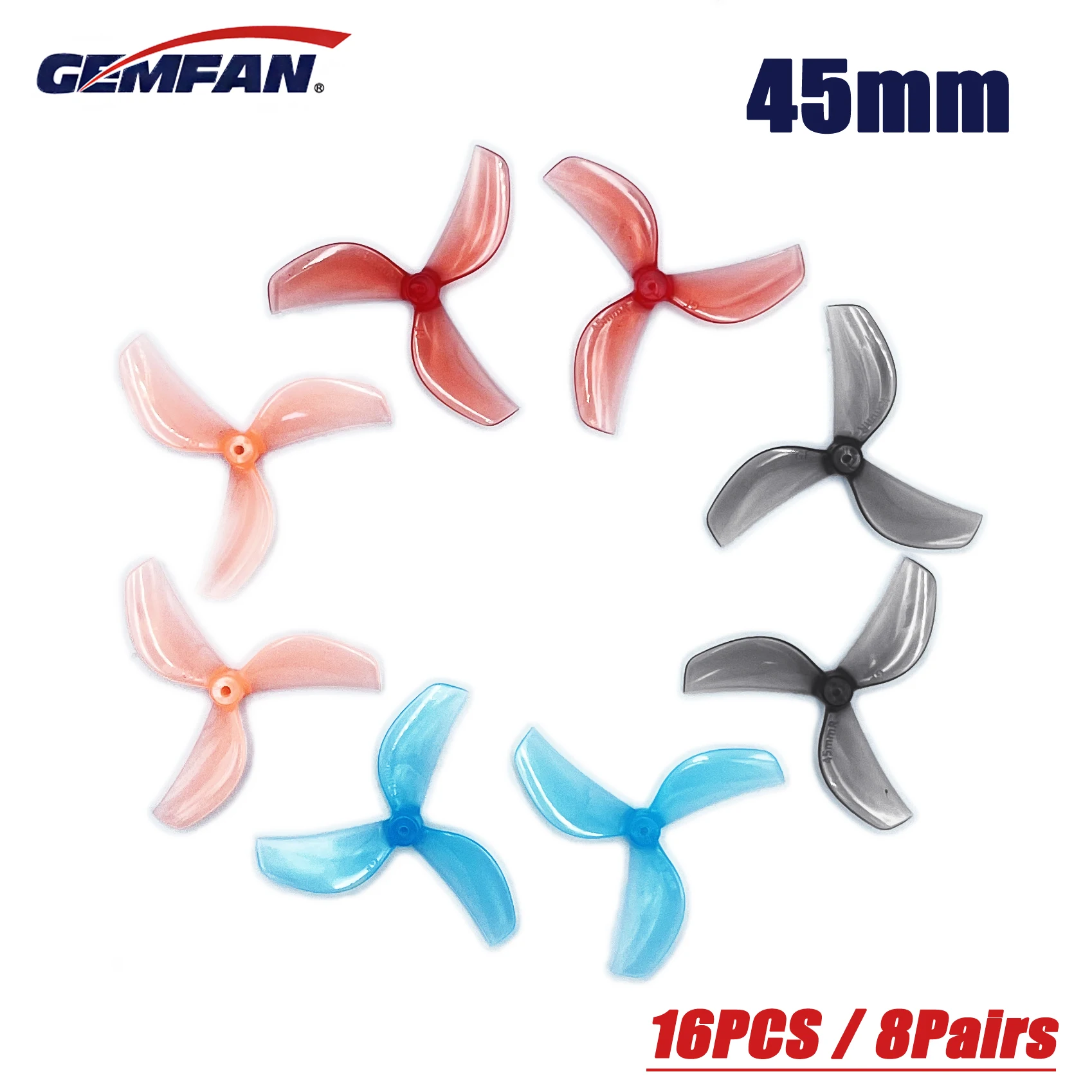 16PCS 8Pairs Gemfan 45mm 3-Klinge PC Propeller T-Mount 1mm 1,5mm 0805 motor für FPV RC FreestyleTinywhoop Drohnen DIY Teile