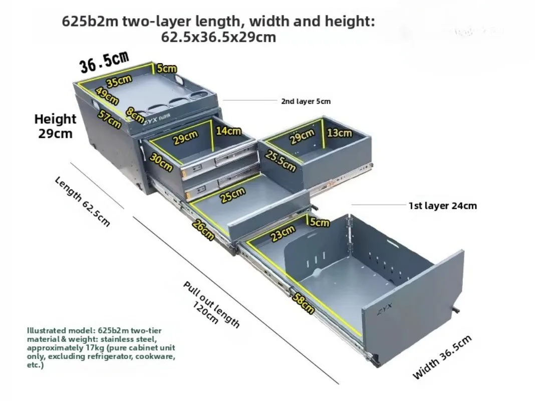 Three-layer Car Trunk Kitchen Camping Telescopic Box Wide-body Storage Box Car Camping Trunk Organizer Accessories