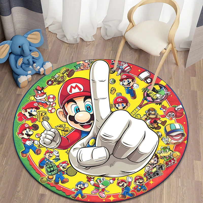 Super Mario HD bedruckter runder Teppich. weich und bequem, exquisit, Wohnzimmer, Schlafzimmer, Sofa, Eingangstür matte. Tisch, Stuhl, Geschenk, Teppich