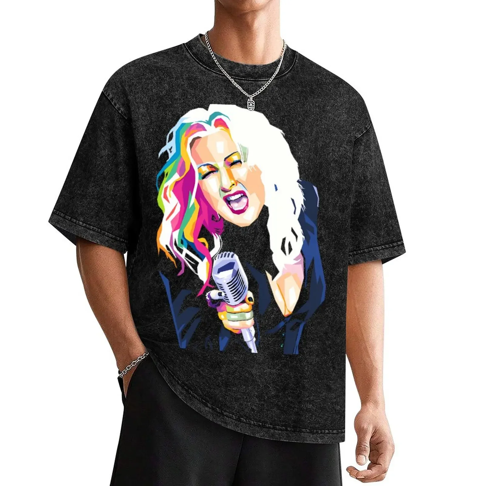 Cyndi Lauper Digital Art T-Shirt baggy shirts vintage clothes Men's t shirts