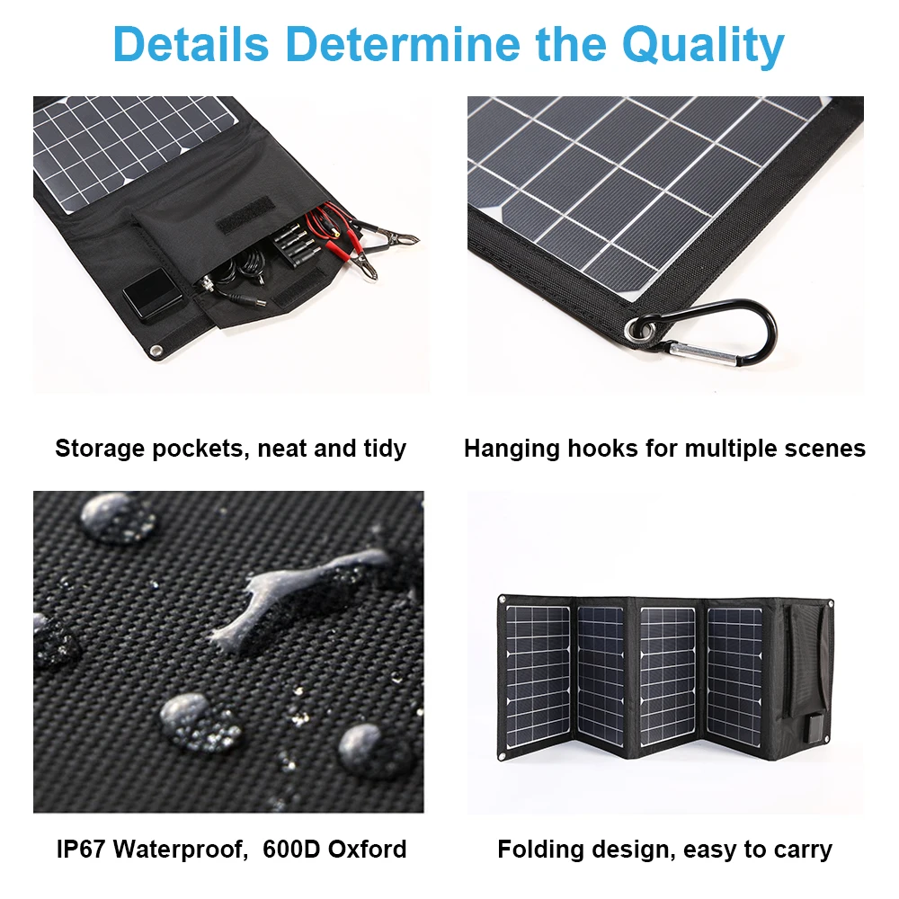 Upgraded 28W 18V Portable Solar Panel Charger Type-c USB DC Camping Foldable Panels For Moblie Phone Laptop Charge Power Station