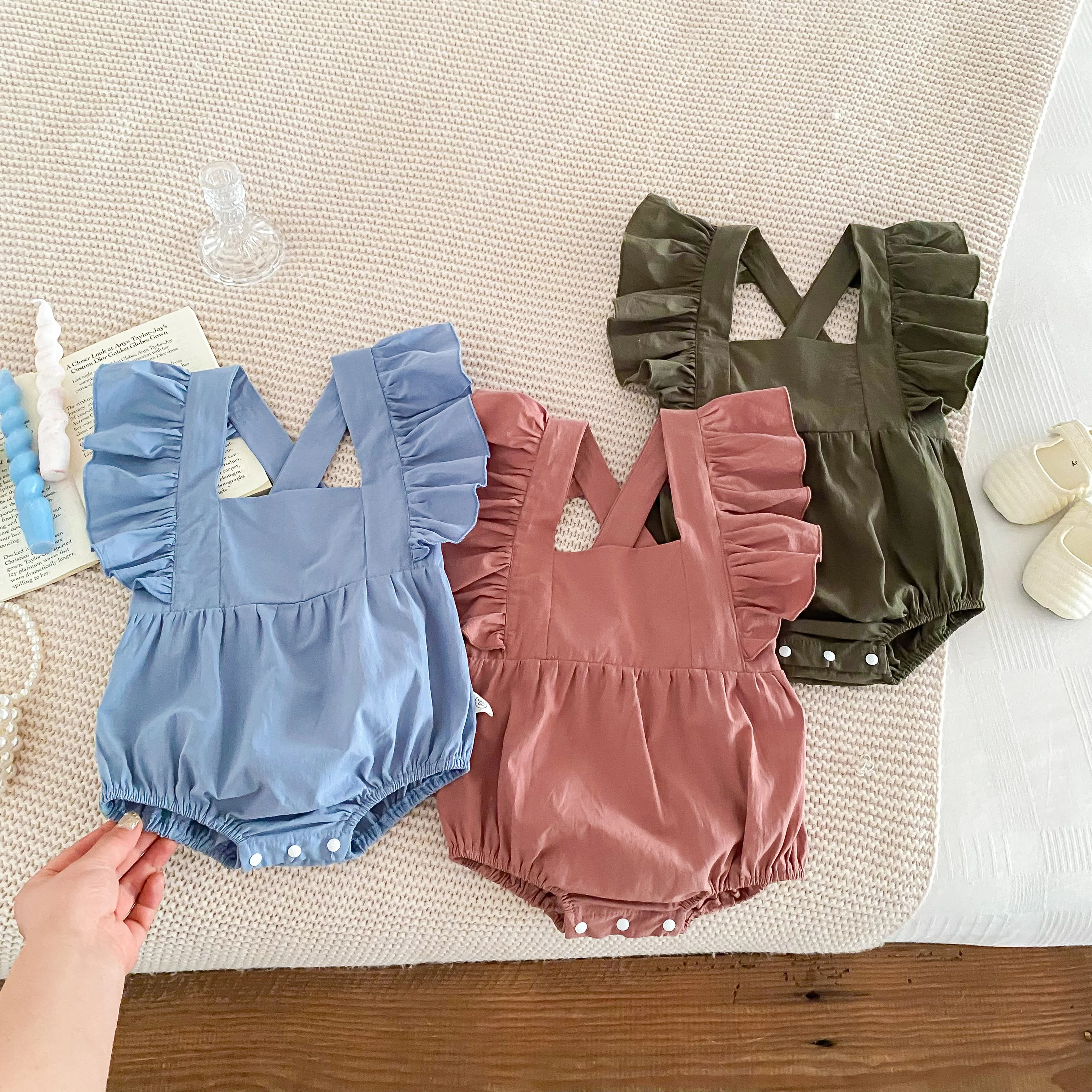 Baby Romper for Girls Solid Cotton Summer Baby Jumpsuit Baby Bodysuit Baby Clothing 0-24 Months