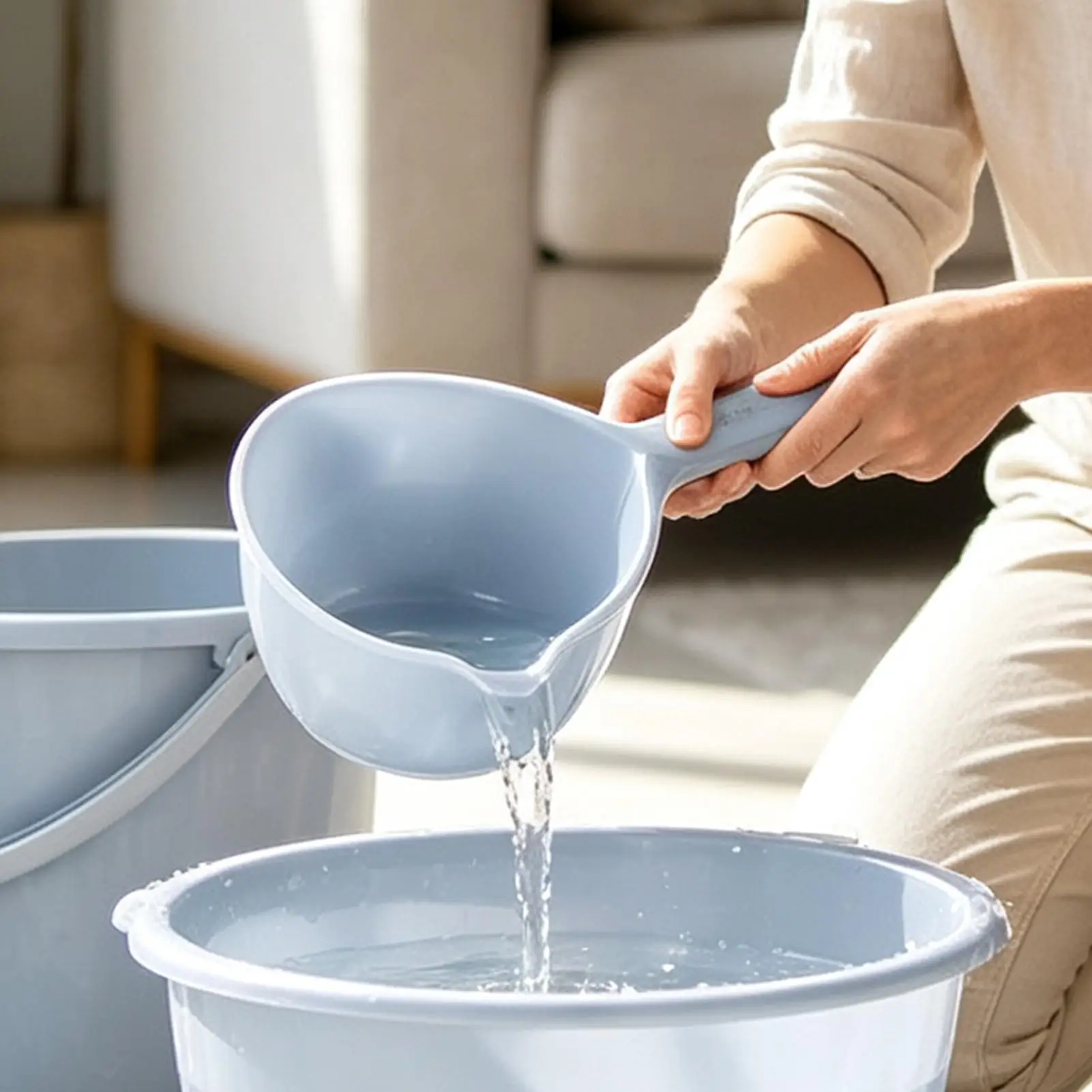 Thickened Anti-Fall Water Ladle Plastic Water Scoop Bath Water Spoon Long Handle Water Dipper Home Kitchen  Bathroom Tools