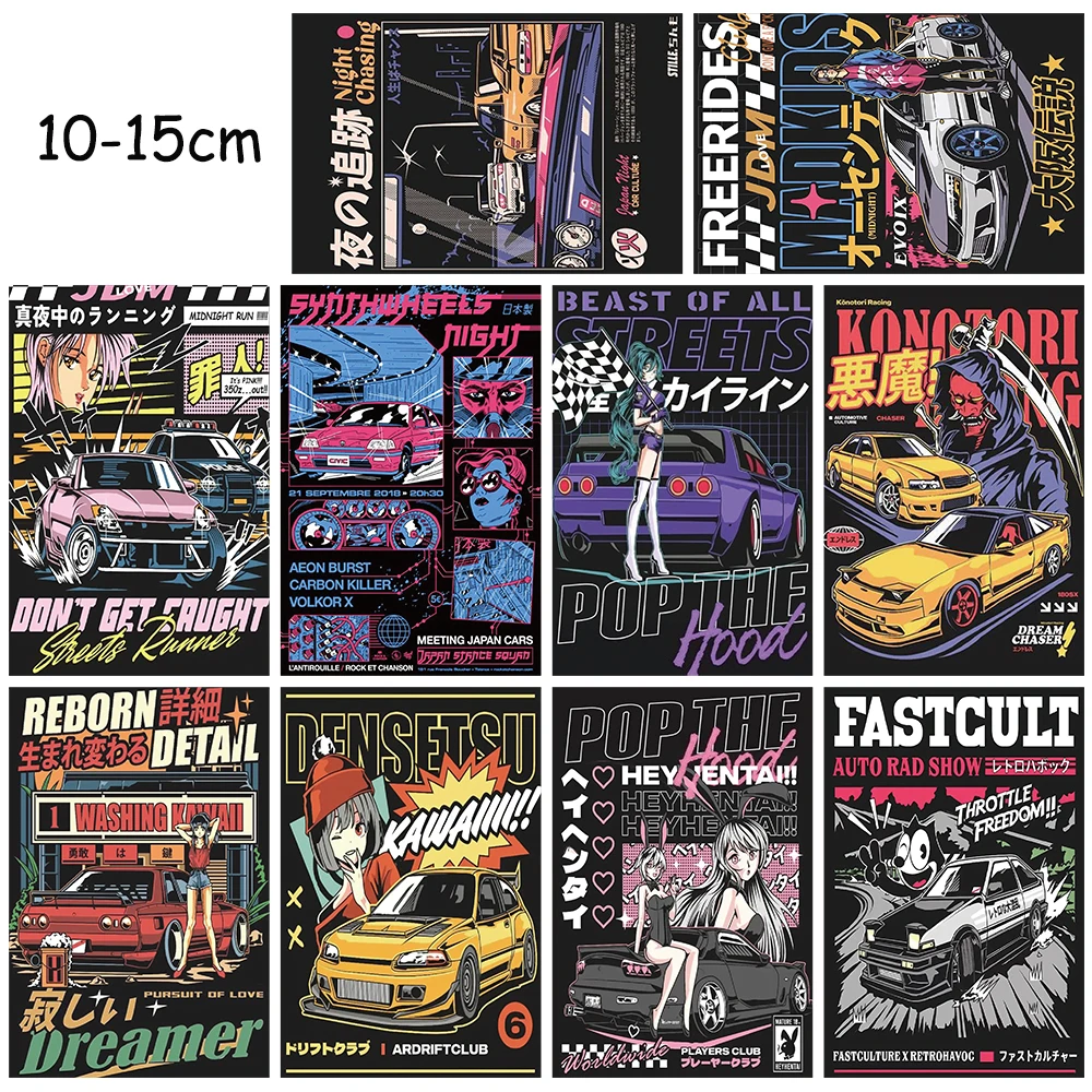 AliExpress 10PCS Japanese manga car card Postcard Diary Birthday Cartoon Card Poster Skateboard Desk Wall Decoration Bicycle Stickers ﻿