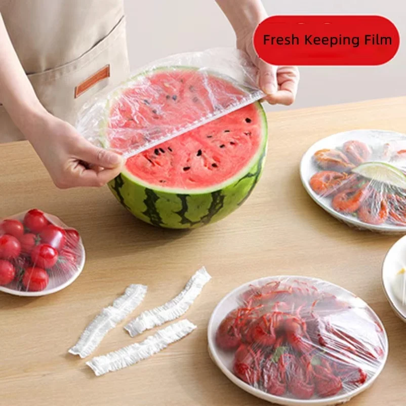 100pcsDisposable Food Cover Food Grade Fruit Vegetable Storage Bag Elastic Plastic Bag Bowl Cup Kitchen Fresh Keeping Bag