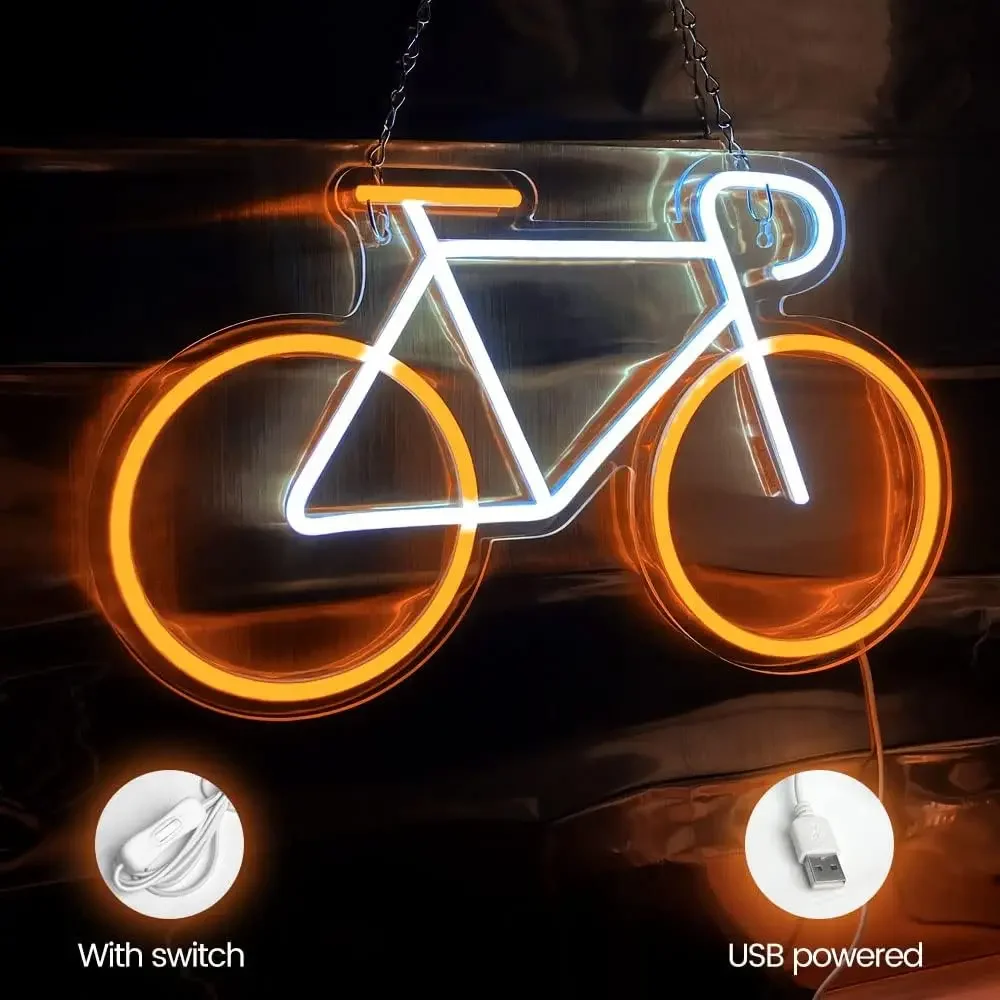 Bicycle Neon Sign Dimmable LED Neon Light for Bike Shop Garage Workshop Man Cave Bedroom Living Room Cafe Bookstore Wall Decor