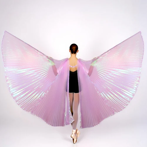 Traje de danza del vientre con alas doradas, espalda dividida, accesorio de baile para el cuello colgante para mujer, alas de Egipto ISIS con palo, colores personalizables