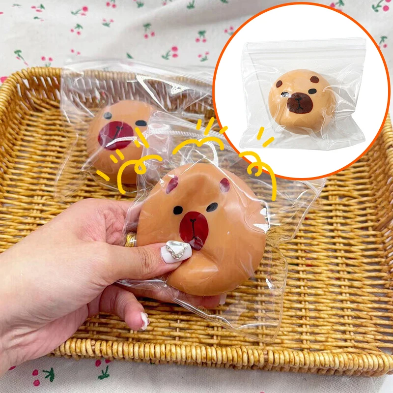 Cute Cartoon Capybara Stress Relief Toy Anti-stress Toys Children Elastic Rebound Toys Decompression Squeeze Toy Party Gifts