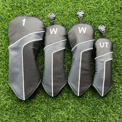 Golf Club #1 #3 #5 Wood Headcovers Driver Fairway Woods Cover PU Leather Embroidery