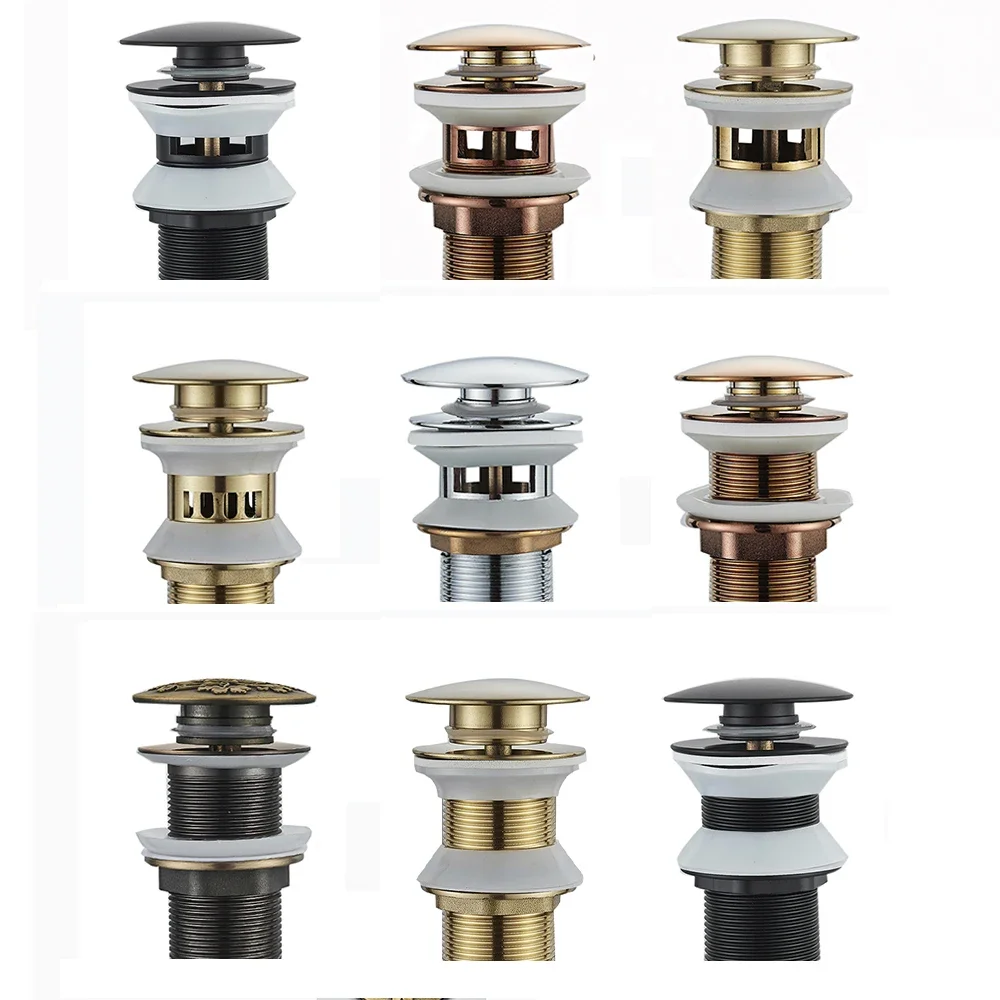 

Pop Up Drain Button Bathroom Sink Plug Drainer Gold Washbasin Accessory With Or Without Overflow Black Siphon Waste Stopper