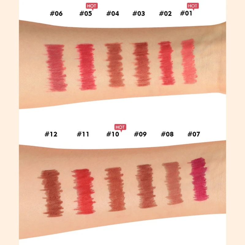 Pudaier 12 Colors Matte Lip Liner Pencil Set, Lip Outline Cosmetic Lipstick Pen, Long Lasting Nude Velvet Lip Makeup Beauty Kit