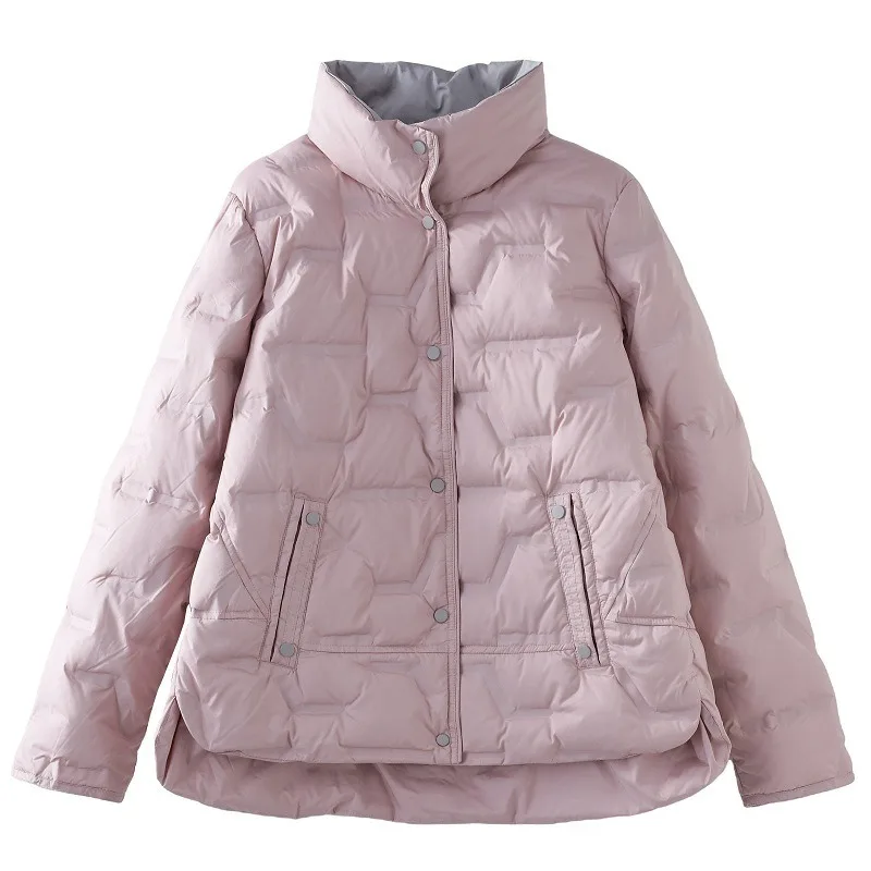 Women's Autumn Winter New Stand-up Collar White Duck Down Coat  Lightweight Down Jacket Outerwear Short Length Casual  Tops
