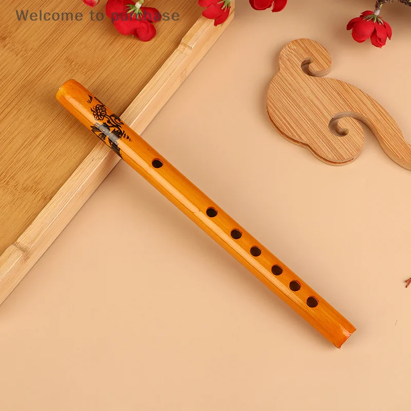 1Pc Flute Vertical  Clarinet Student Musical Instrument Wooden Color Flute For Beginner Chinese Traditional 6 Holes Bamboo