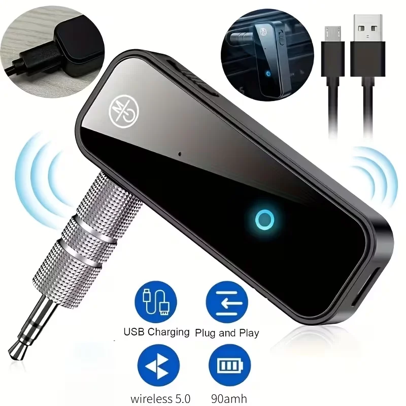 Адаптер Bluetooth 5.0 для автомобиля, беспроводной донгл для AUX-аудиосистем и наушников с разъемом 3,5 мм