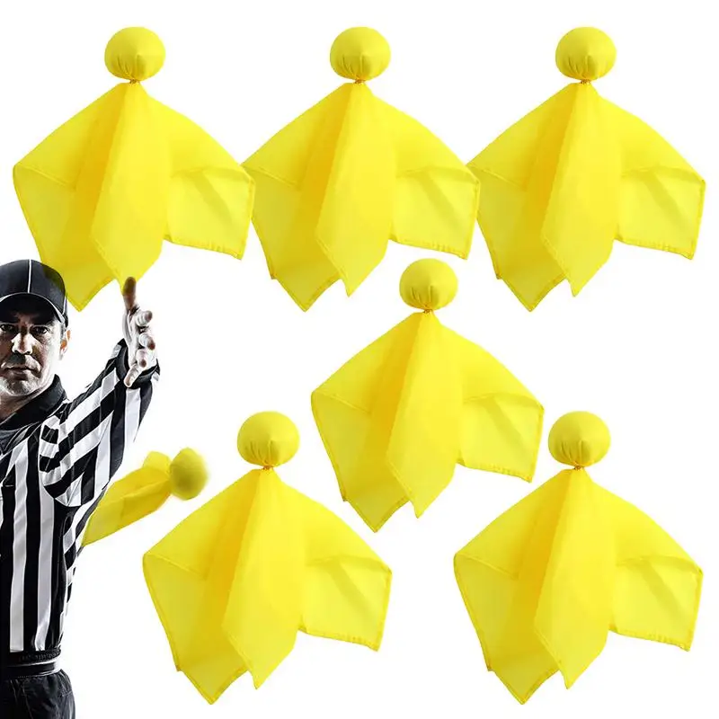 Soccer Referee Flags 6pcs Portable Football Penalty Flag Challenge Flag Professional Soccer Referee Penalty Supplies Yellow