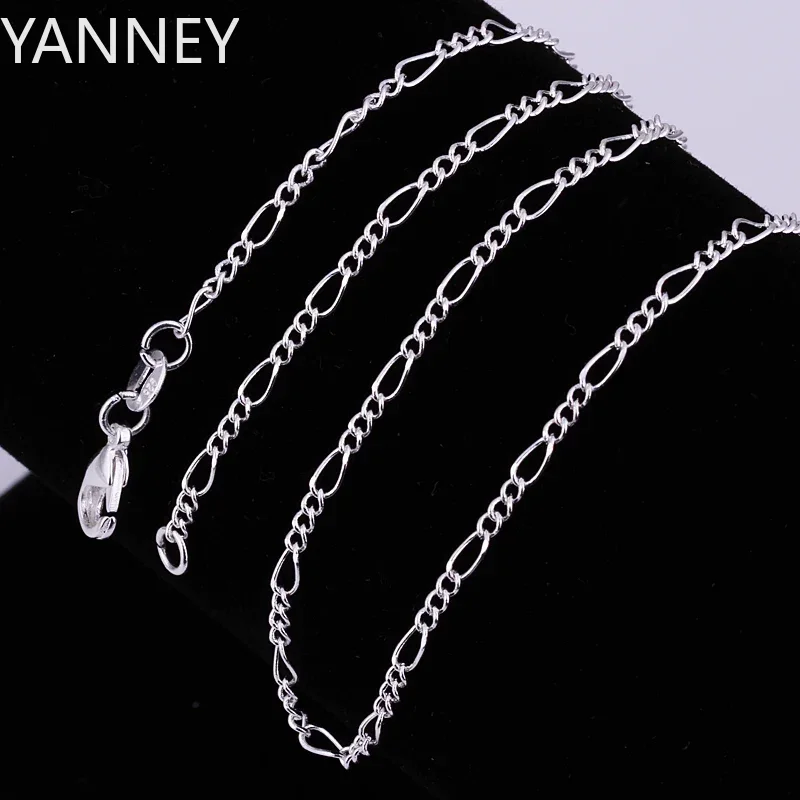 40cm-70cm 925 Sterling silver 2MM chain necklace 16-30inch wholesale Charm wedding for women Men  jewelry  fashion