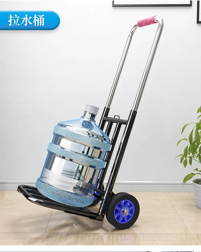 Carrinho puxado à mão dobrável portátil bagagem compras puxando mercadorias carga rei pequeno puxar carrinho modelo doméstico prático