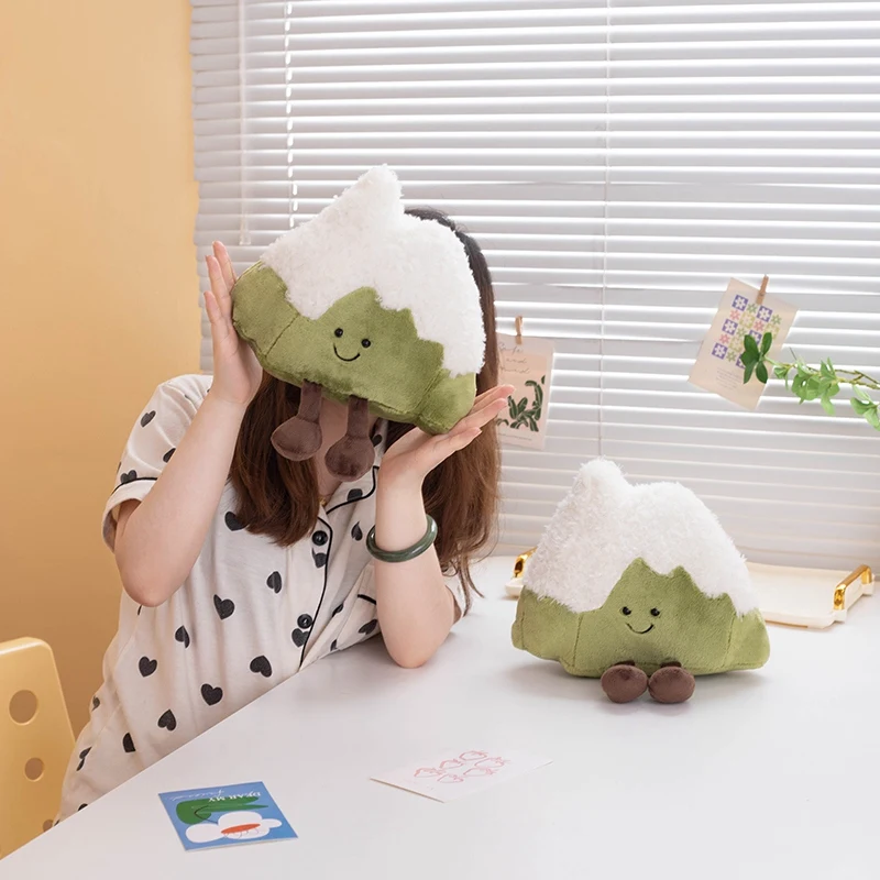 30CM Simulated Snow Mountain Plush Doll Kawaii Smiling Snow Mountain Doll Cute Children's Room Decoration Desk Ornament