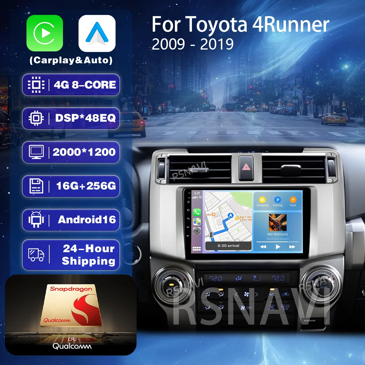 Plug and Play Android 16 Carplay 2K Car Radio For Toyota 4 Runner 2014 - 2019 Navigation GPS Video Player Stereo Multimedia Auto