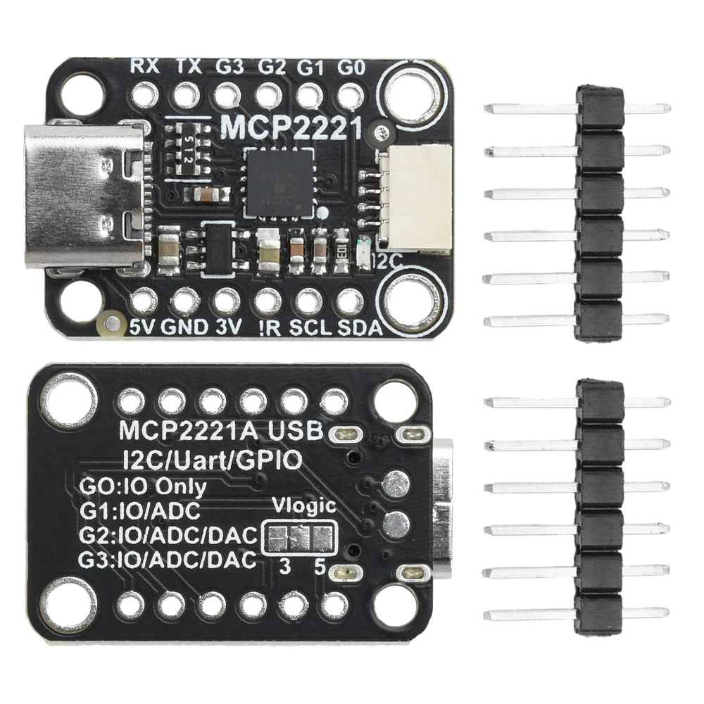 Type-C MCP2221A USB To GPIO ADC/I2C Adapter Module With Pins Compatible with Stemma QT/Qwiic Multi Functional Connection