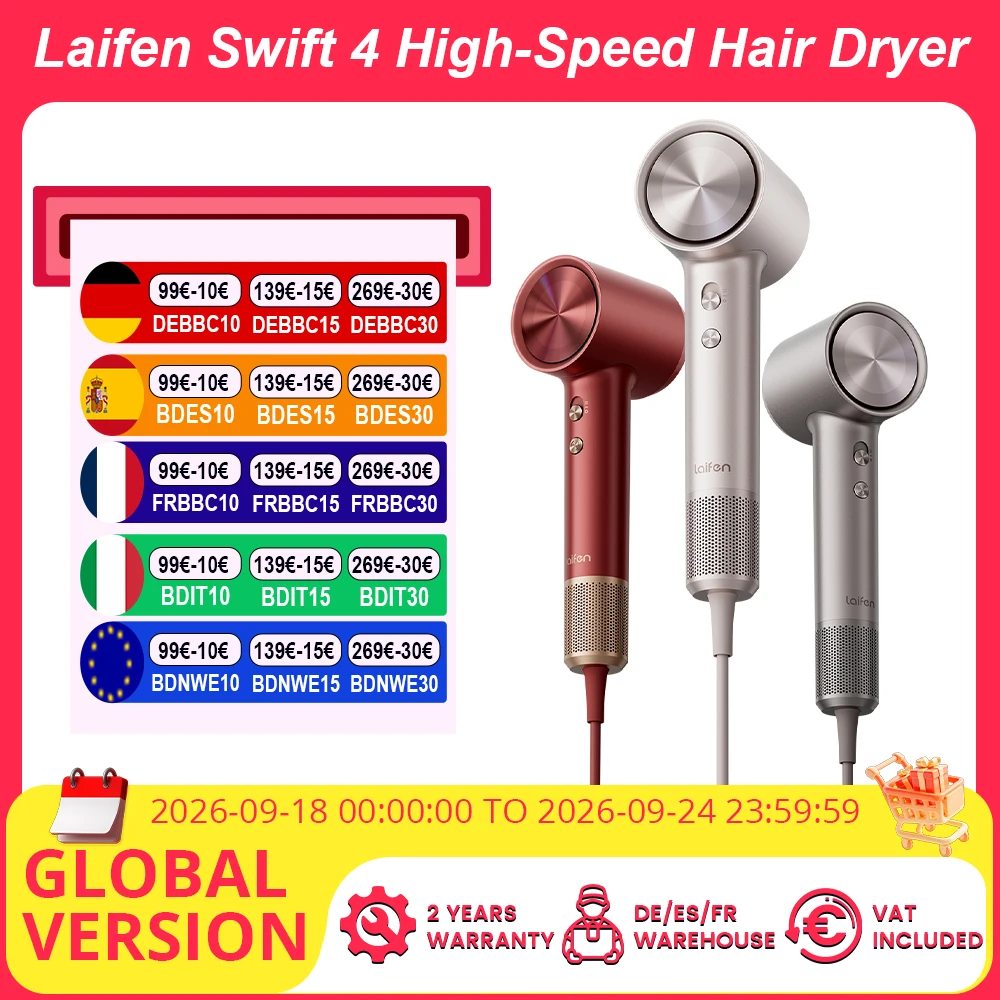 Laifen Swift 4 Hoge-Snelheid Haardroger Intelligente Temperatuurregeling Ultrasnel Drogen 400m Negatieve + 70m Positieve Ionenen Uitgebreide Haarbescherming