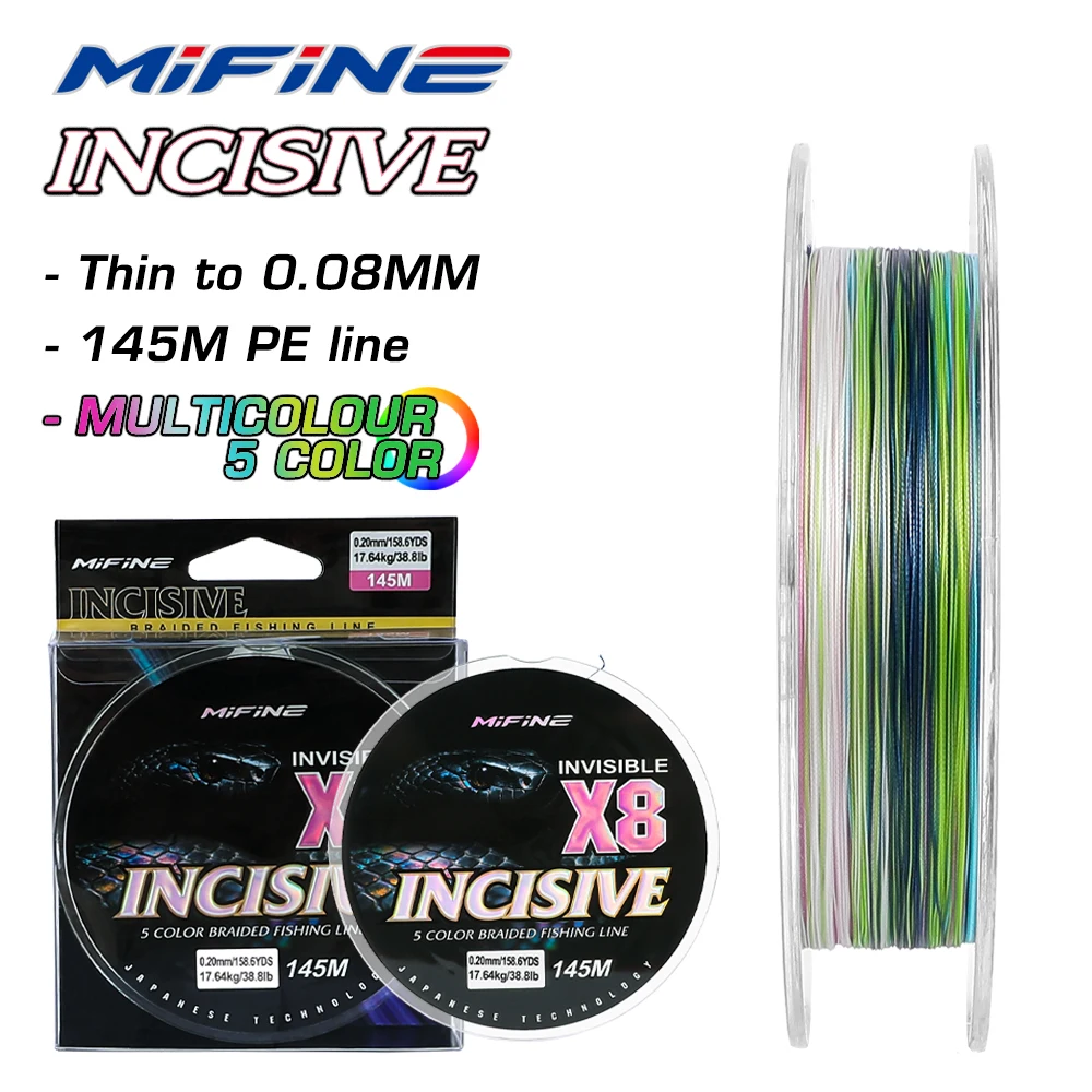 linha-de-pesca-invisivel-mifine-incisive-x8-5-multicolorida-145m-13lb-539lb-trancada-8-fios-forte-linha-pe-acessorios-para-pesca-de-carpa
