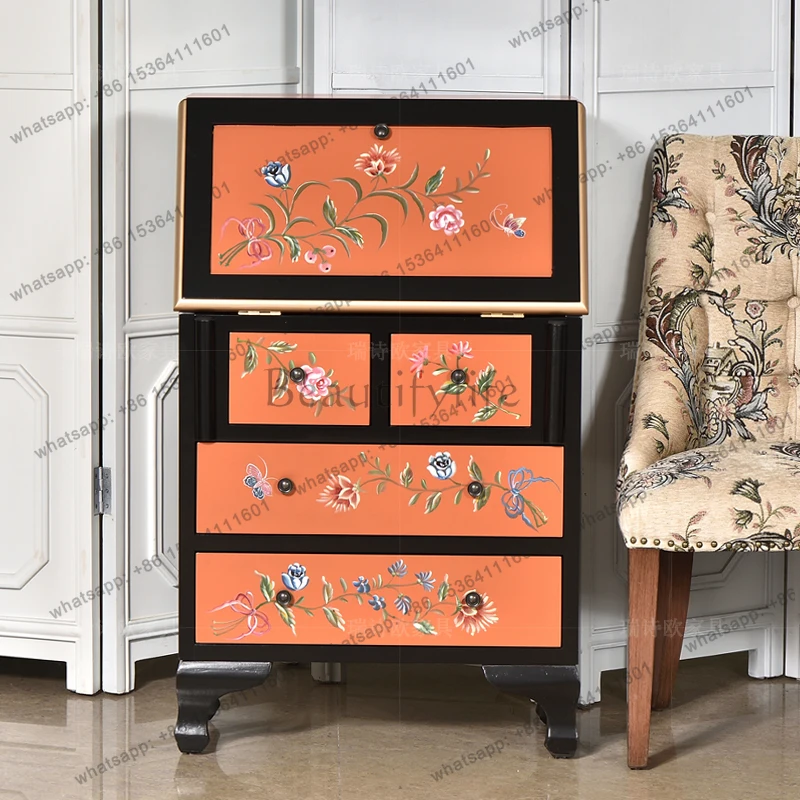 Art replica desk painted retro bookcase living room bookshelf floor storage cabinet