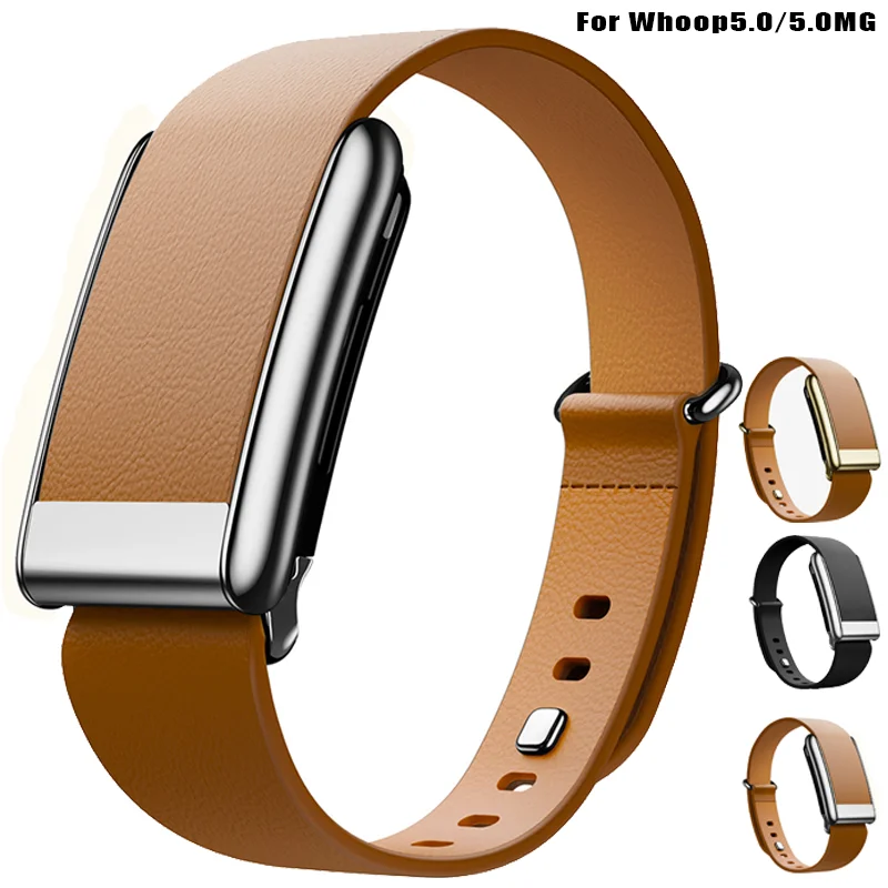 Luxe Genuine Leather Tapered Band For Whoop 5.0 Whoop5.0 MG Metal Frame High-end Strap Bracelet Adjustable Replacement