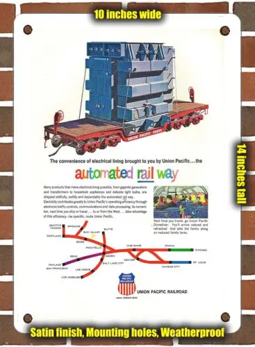 METAL SIGN - 1964 Automated Rail Way UP Railroad - 10x14 Inches