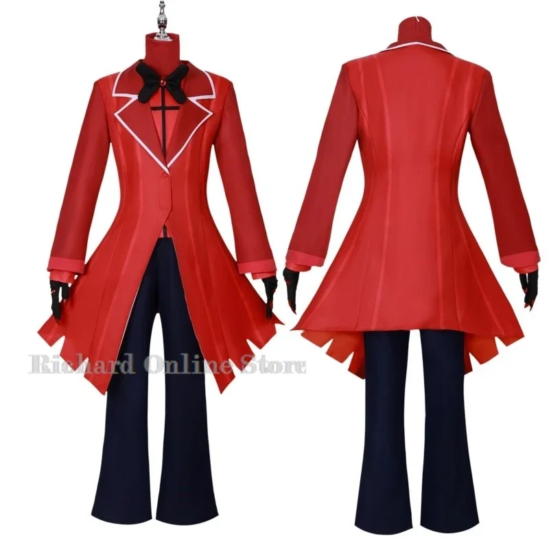 Hazbin Ala stor Cosplay Kostüm Perücke rot Dämon Anzug Halloween Anime Cosplay Party Männer Frauen Outfit Prop Mikrofon Zubehör