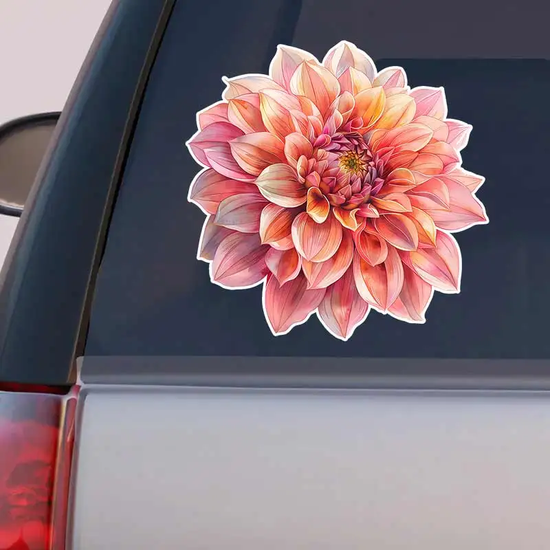 Watercolor Dahlia Car Stickers Decal Vinyl Detachable Waterproof Outdoor Car Bumper Window Notebook Computer Decoration Y386