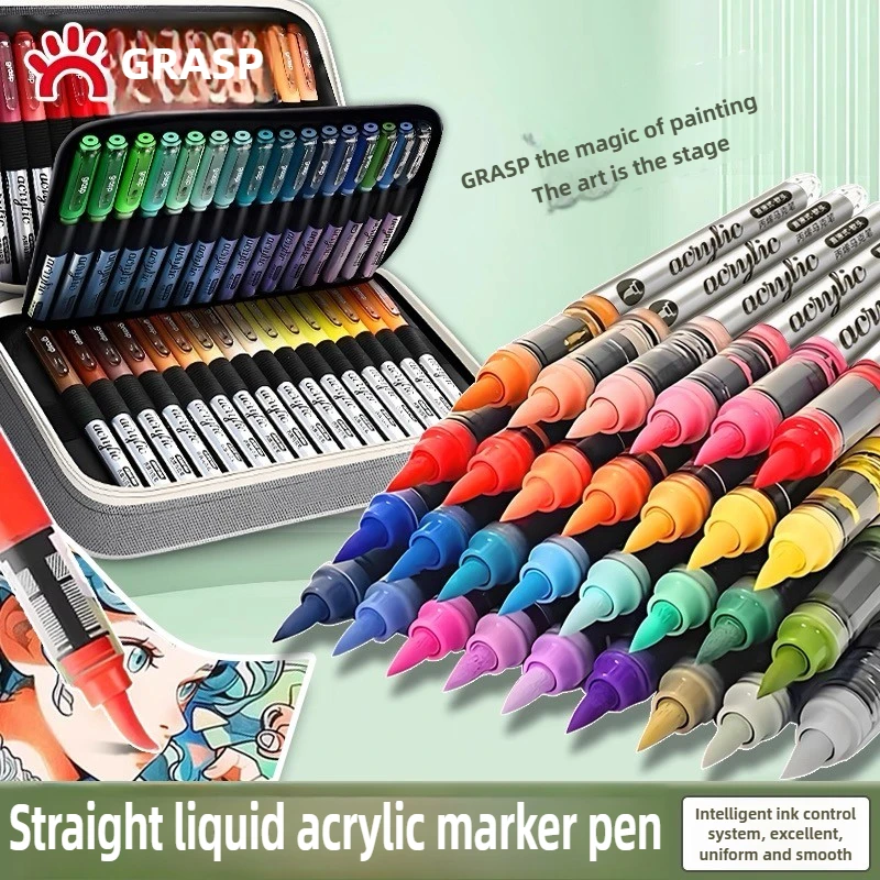 

GRASP 120/1 цвета, ручки для акриловой краски, маркеры, кончик кисти, маркеры для рисования наскальной живописи, холст, камень, рождественские товары для рукоделия «сделай сам»