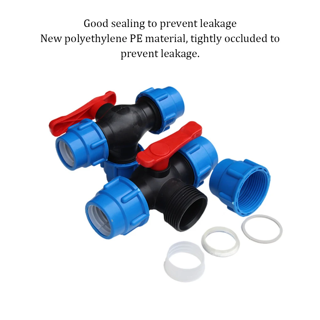 Three-way Ball Valve Replacement Detachable Sealed Leakproof Sunproof Park Greenhouse Water Hose Connector 20mm