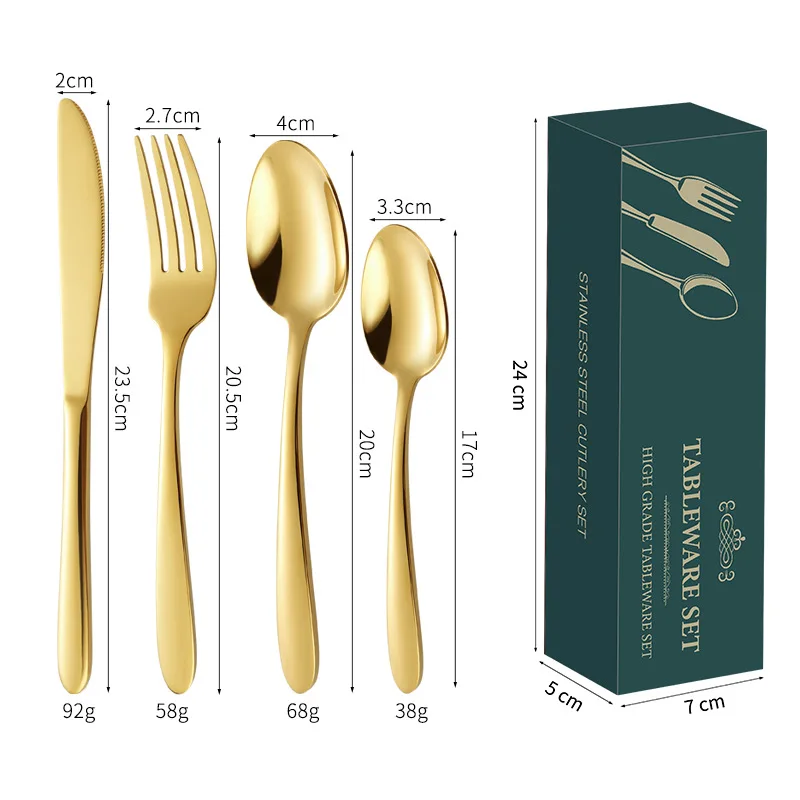 

24 piece set of stainless steel tableware, pointed series, Western tableware, steak knife, fork, spoon gift box set