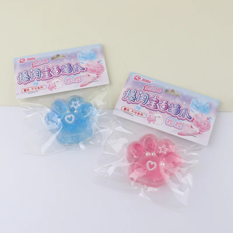 Creative Cat Paw Decompression Toys Gemstone Cat Paw Pinch Soft Vent Ball Squeeze Slow Rebound Stress Relief Artifacts Toy Gifts