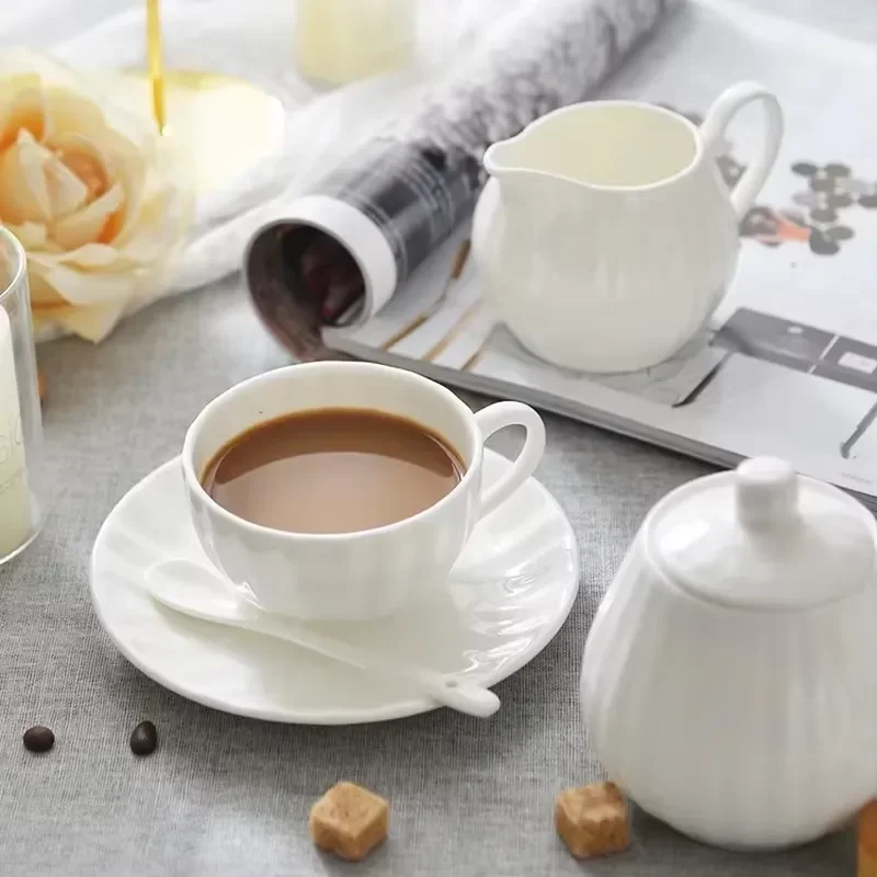 Bone China Teacup and Teapot Set Handmade Ceramic Coffee Cup with Saucer Factory Direct Sale Discount