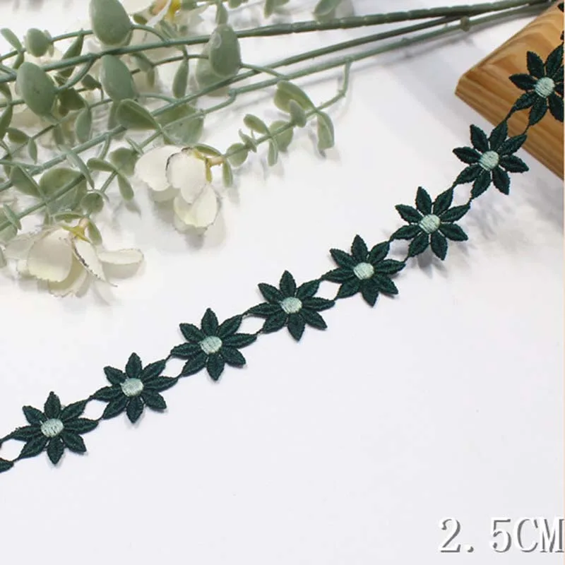 

130Yards Water Soluble Lace Trimming Army Green Flower Fabric Lace Decoration Diy Headscarf Hair Clothing Lace Trim Ribbon