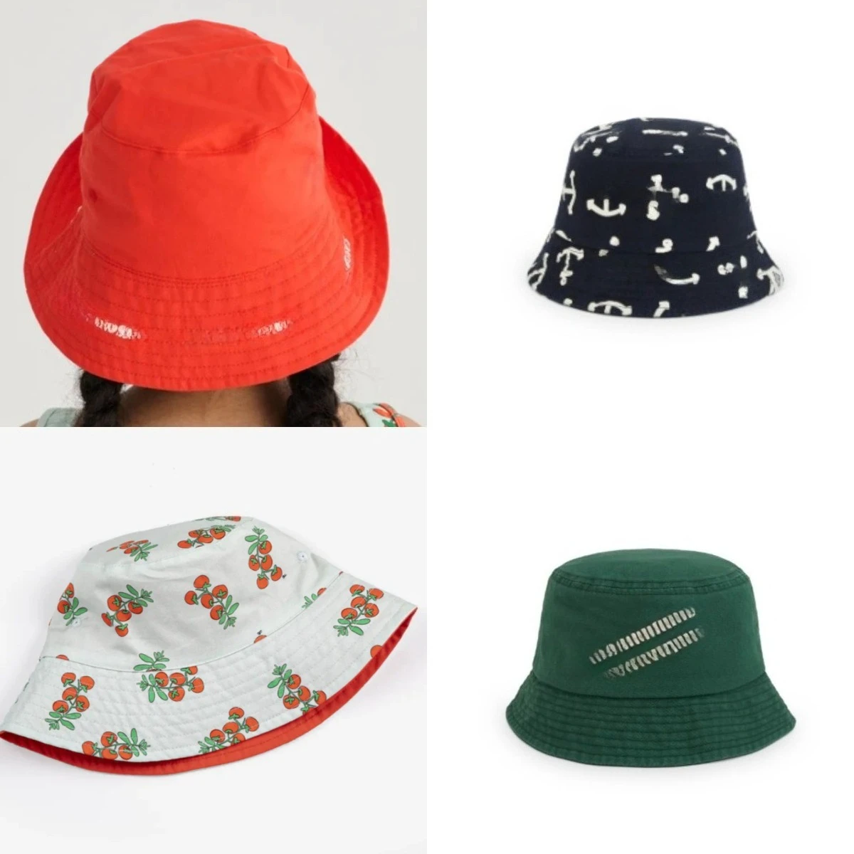 在庫あり-新作-春夏のおしゃれな子供用帽子-プリント入りドーム型フィッシャーマンハット