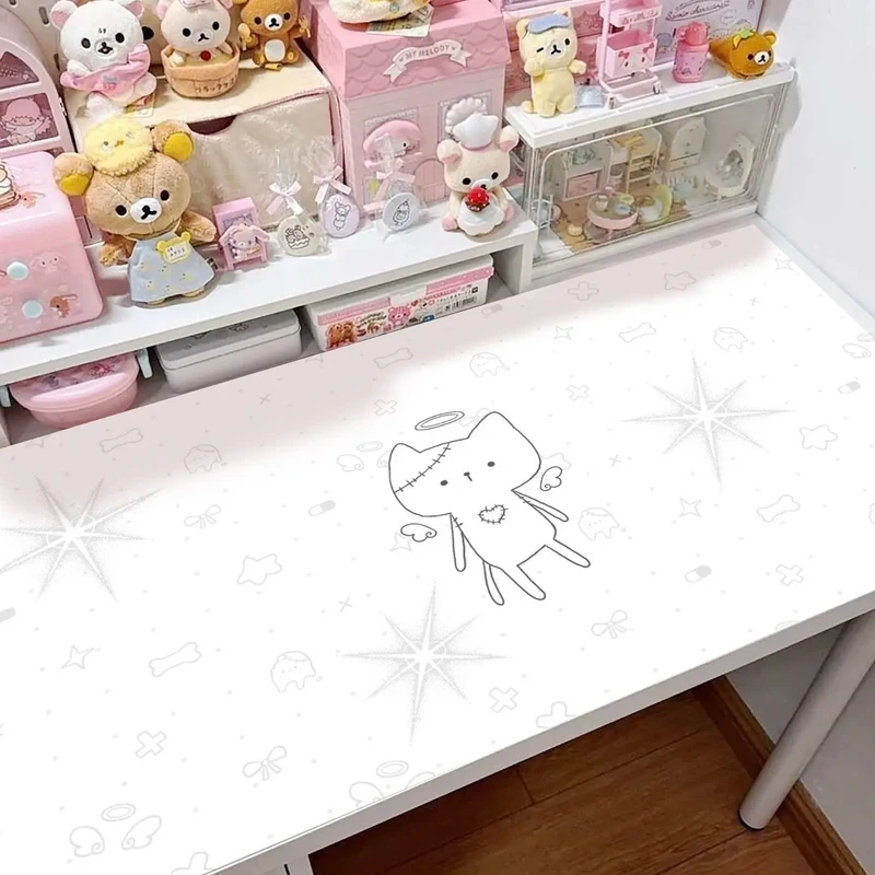 Y2k Kawaii Bear Stars Leather Mouse Pad Non-Slip Waterproof Desk Mat Comfortable Office Gaming Mousepad Desk Mat for PC Laptop