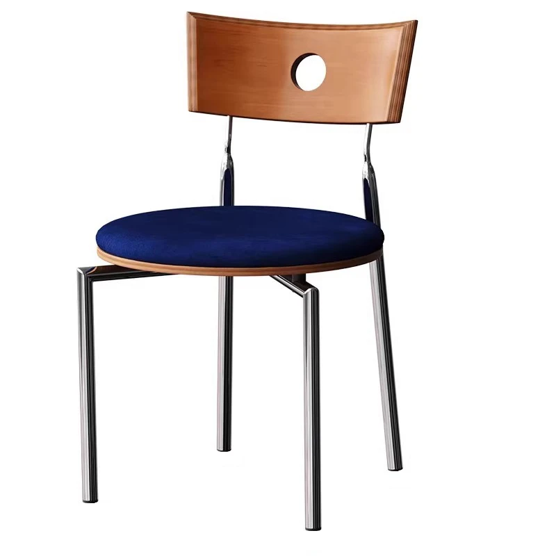 Medieval dining chair home designer solid wood back chair casual restaurant retro stainless steel