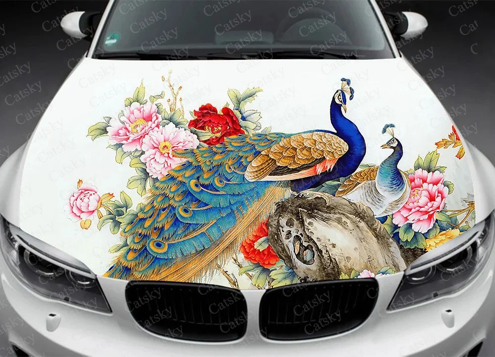 Funny Bird Car Hood Decal, Sticker, Graphic, Wrap Decal, Truck Decal,Truck Graphic, Aminal Peacock, Eagle, Phoenix Bonnet Decal