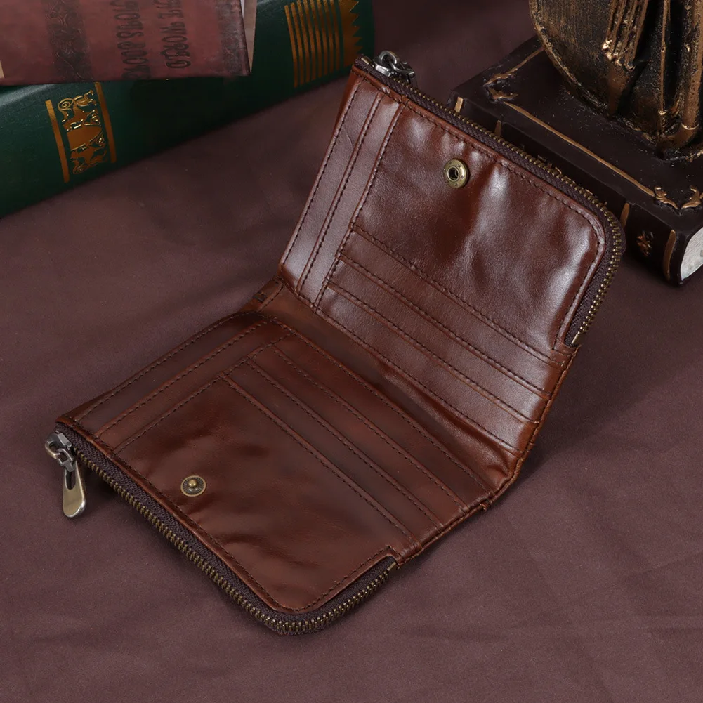 Portafoglio porta carte RFID per uomo Portamonete portamonete in vera pelle Portafoglio verticale con doppia cerniera di lusso Borsa casual alla moda