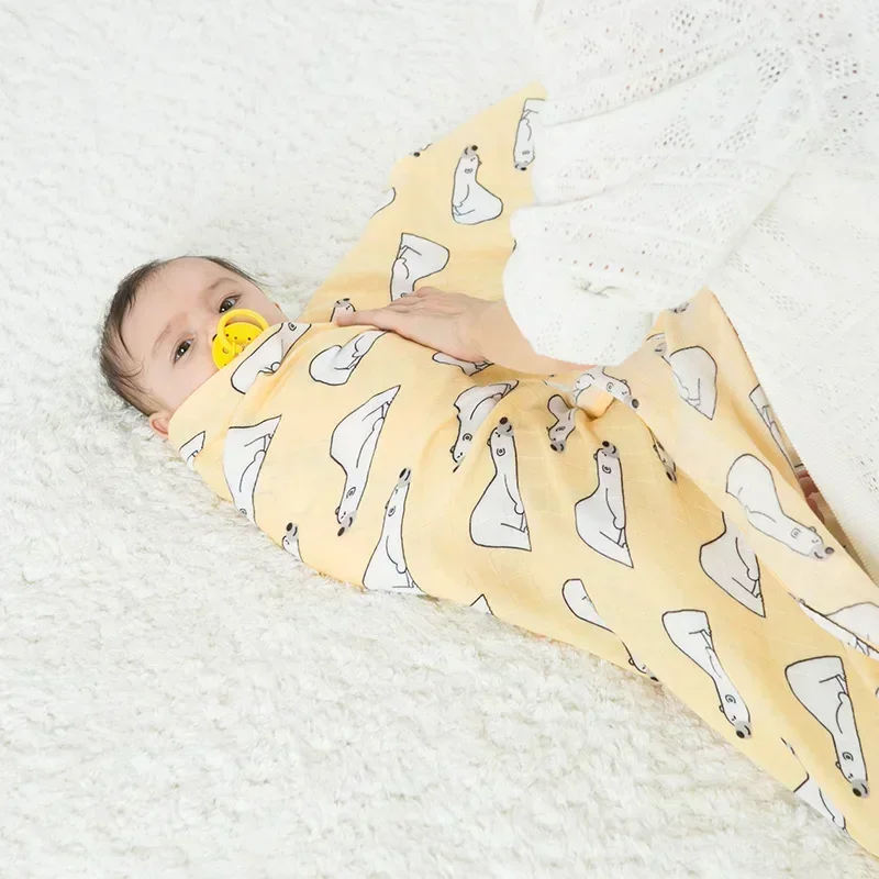 Muslin Tree Newborn Muslin Swaddle Baby Multi-use  Bamboo Cotton Blanket Infant  Newborn Baby Wrap 120X120cm